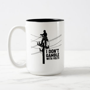 Caneca De Café Em Dois Tons Silhueta de Eletricista Engraçado