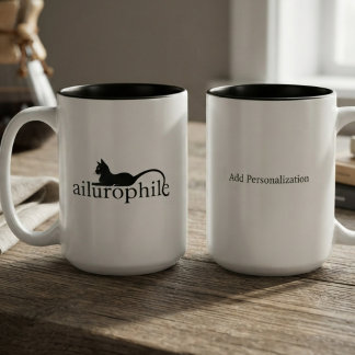 Caneca De Café Em Dois Tons Silhueta de gato tipografia minimalista