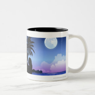Caneca De Café Em Dois Tons Silhueta de um casal que abraça na praia
