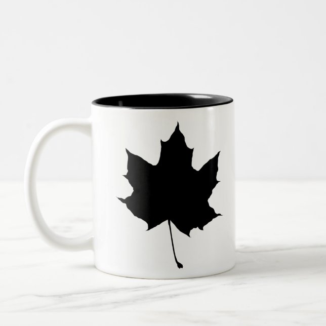 Caneca De Café Em Dois Tons Silhueta de uma folha de mapa (Esquerda)