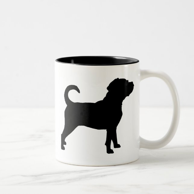 Caneca De Café Em Dois Tons Silhueta do cão de Puggle (Direita)