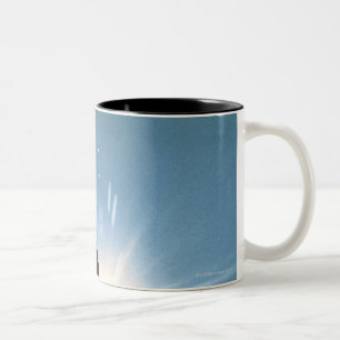 Caneca De Café Em Dois Tons Silhueta do vôo da águia americana no céu