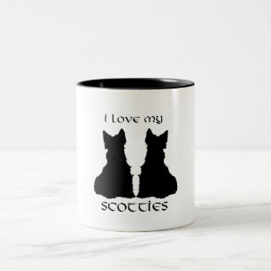 Caneca De Café Em Dois Tons Silhueta dos Meus Scotties Queridos