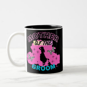 Caneca De Café Em Dois Tons Silhueta Rosa e Preta Mãe do Noivo