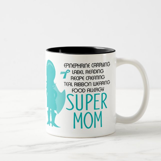 Caneca De Café Em Dois Tons Silhueta super da cerceta da mamã da alergia de (Direita)