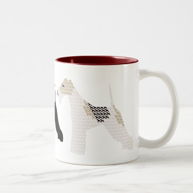 Caneca De Café Em Dois Tons Silhuetas/sombras dos terrier de Fox do fio (Direita)