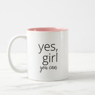 Caneca De Café Em Dois Tons Sim Garota Que Você Pode - Motivação Feminista