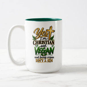 Caneca De Café Em Dois Tons Sim, sou cristão e vegano…