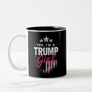 Caneca De Café Em Dois Tons Sim, sou uma Trump Girl sem desculpas 2024