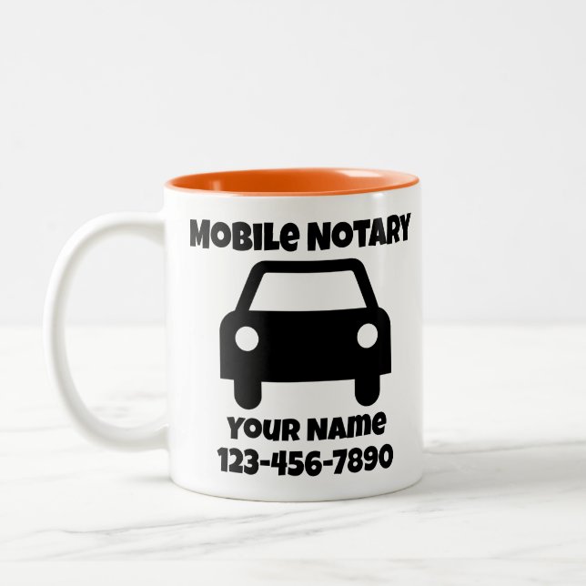 Caneca De Café Em Dois Tons Símbolo de Carro Público Notário Móvel Personaliza (Esquerda)