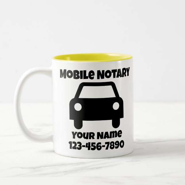 Caneca De Café Em Dois Tons Símbolo de Carro Público Notário Móvel Personaliza (Esquerda)