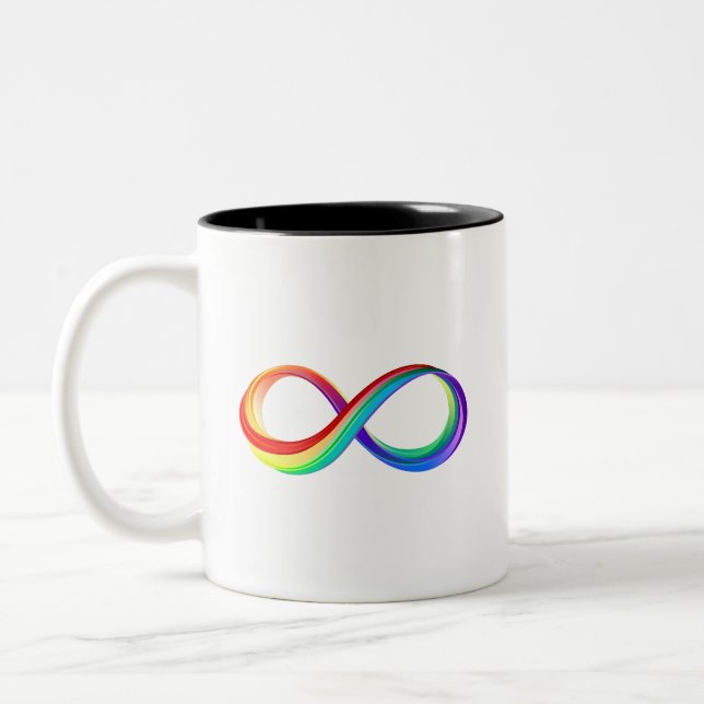 Caneca De Café Em Dois Tons Símbolo de Infinidade Arco-Íris em Camadas (Esquerda)