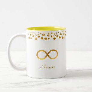 Caneca De Café Em Dois Tons Símbolo de Infinito Dourado & Confetes