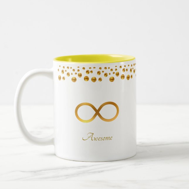 Caneca De Café Em Dois Tons Símbolo de Infinito Dourado & Confetes (Esquerda)