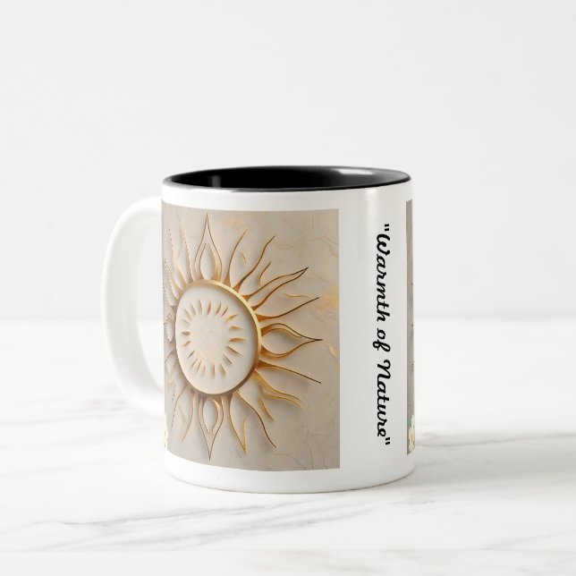 Caneca De Café Em Dois Tons "Símbolo de luz solar" (Frente Esquerda)