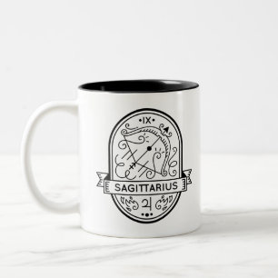 CANECA DE CAFÉ EM DOIS TONS SÍMBOLO DO CRACHÁ ZODIÁTICO SAGITTARIUS STROKE