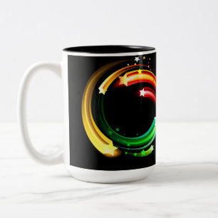 Caneca De Café Em Dois Tons Símbolo do infinito de cometas arco-íris