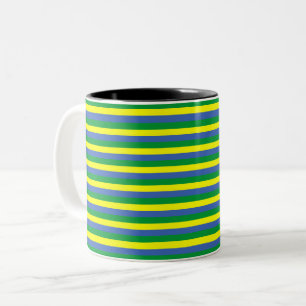 Caneca De Café Em Dois Tons símbolo do país, símbolo do gabão, azul, amarelo