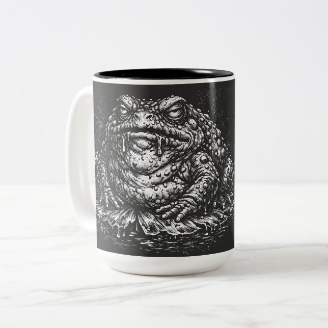 Caneca De Café Em Dois Tons Símbolo do Sapo Assombrado por BurnsInHell (Frente Esquerda)