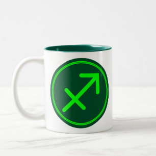 Caneca De Café Em Dois Tons Símbolo do Zodíaco de Sagitário com Contraste Verd
