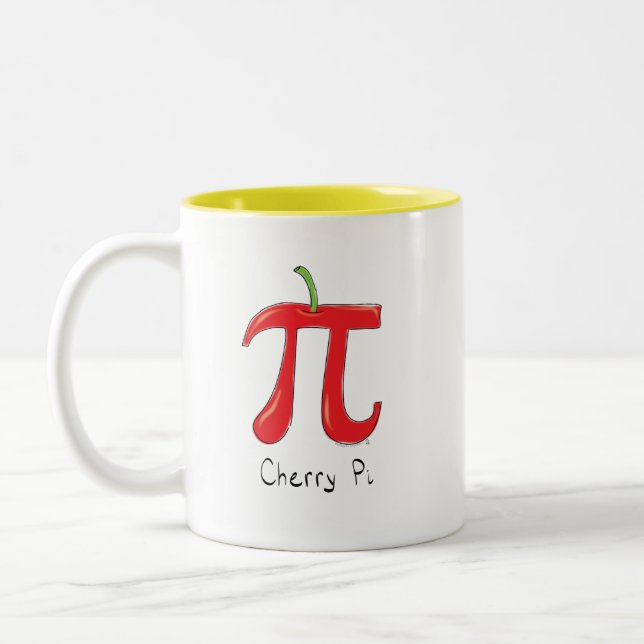 Caneca De Café Em Dois Tons Símbolo Engraçado Math Cherry Pi (Esquerda)