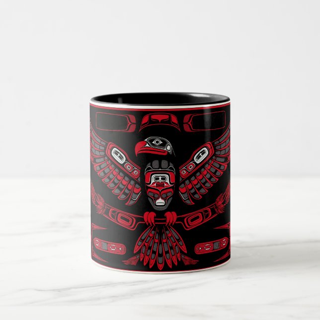 Caneca De Café Em Dois Tons Símbolo Indígena Americano Thunderbird (Centro)