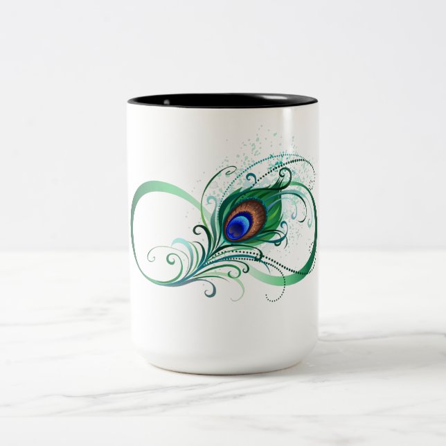 Caneca De Café Em Dois Tons Símbolo Infinito com Pavão (Centro)