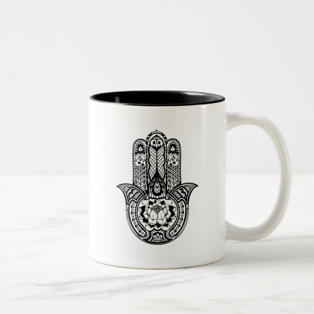 Caneca De Café Em Dois Tons Símbolo inspirado de Hamsa (Direita)