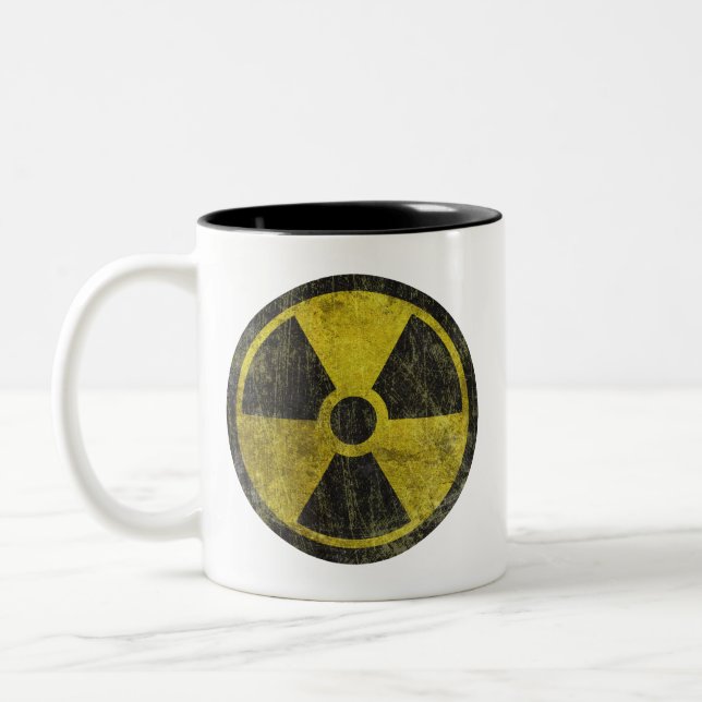 Caneca De Café Em Dois Tons Símbolo radioativo do Grunge (Esquerda)
