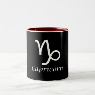 Caneca De Café Em Dois Tons Símbolo Zodiac "Capricorn"