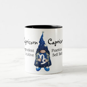Caneca De Café Em Dois Tons Símbolo Zodiac do Capricórnio Gnomo