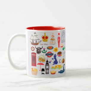 Caneca De Café Em Dois Tons Símbolos britânicos do Reino Unido