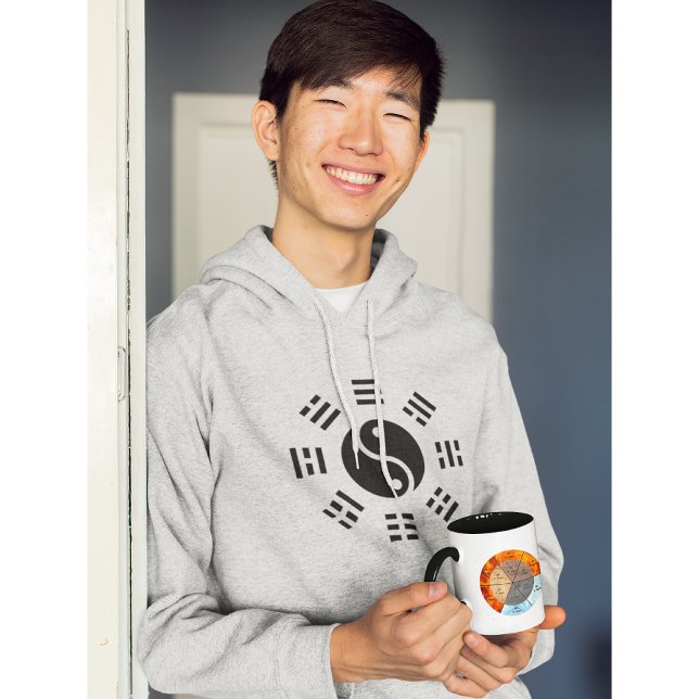 Caneca De Café Em Dois Tons símbolos chineses meridianos acupuntura (Criador carregado)