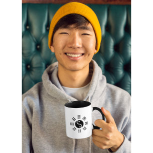 Caneca De Café Em Dois Tons símbolos chineses meridianos acupuntura