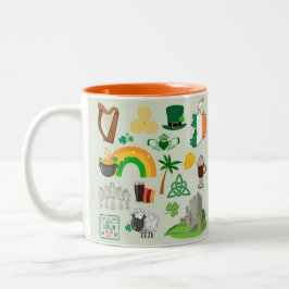 Caneca De Café Em Dois Tons Símbolos da Irlanda