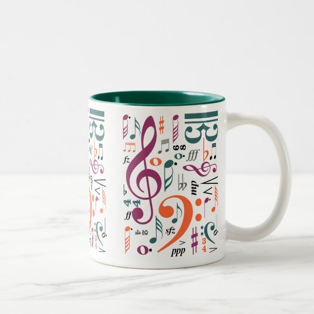 Caneca De Café Em Dois Tons Símbolos da música (Direita)