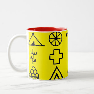Caneca De Café Em Dois Tons Símbolos de Imagem Nativa Americana