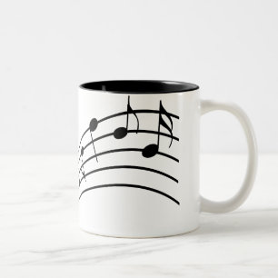 Caneca De Café Em Dois Tons Símbolos de música Funcionarios ondulados Vidro 