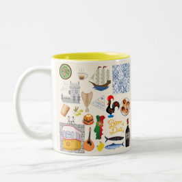 Caneca De Café Em Dois Tons Símbolos de Portugal Viajantes Apaixonados
