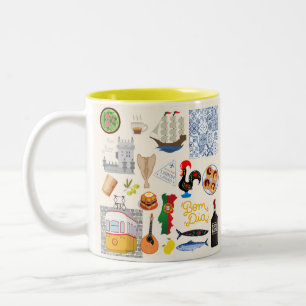Caneca De Café Em Dois Tons Símbolos de Portugal Viajantes Apaixonados