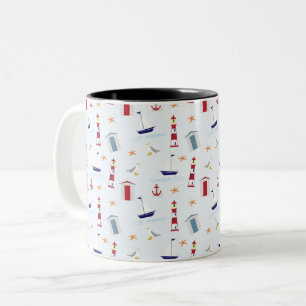 Caneca De Café Em Dois Tons Símbolos do Mar legal