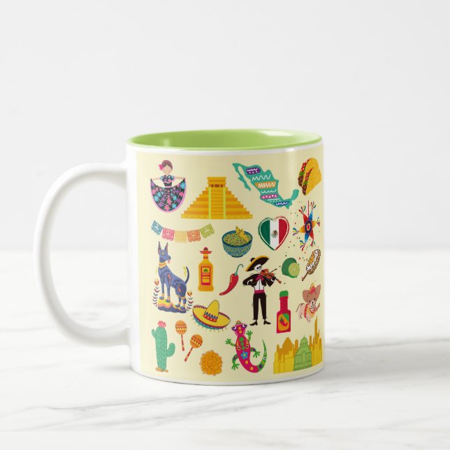 Caneca De Café Em Dois Tons Símbolos do México (Esquerda)