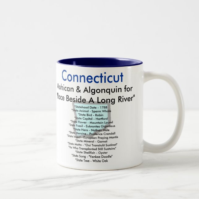 Caneca De Café Em Dois Tons Símbolos & mapa de Connecticut (Direita)