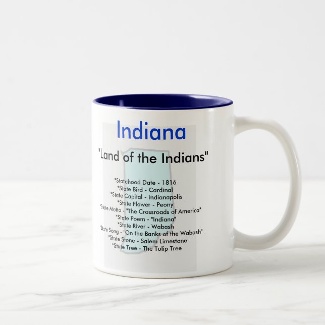 Caneca De Café Em Dois Tons Símbolos & mapa de Indiana (Direita)