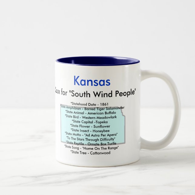 Caneca De Café Em Dois Tons Símbolos & mapa de Kansas (Direita)