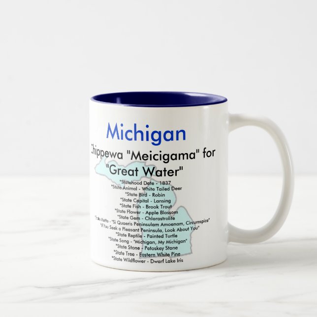 Caneca De Café Em Dois Tons Símbolos & mapa de Michigan (Direita)