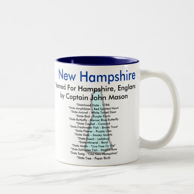 Caneca De Café Em Dois Tons Símbolos & mapa de New Hampshire (Direita)