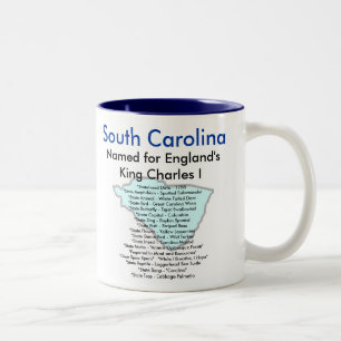 Caneca De Café Em Dois Tons Símbolos & mapa de South Carolina