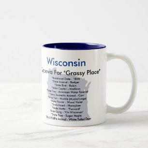 Caneca De Café Em Dois Tons Símbolos & mapa de Wisconsin