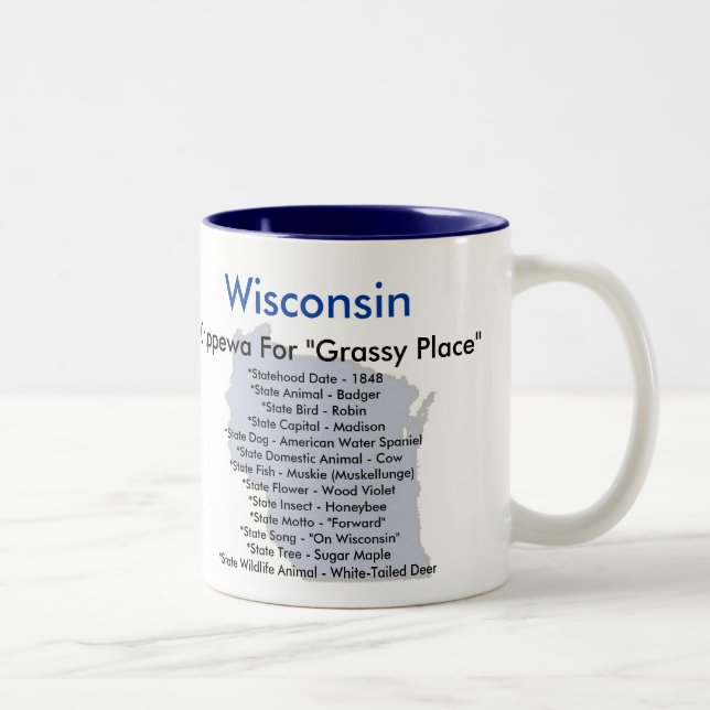 Caneca De Café Em Dois Tons Símbolos & mapa de Wisconsin (Direita)